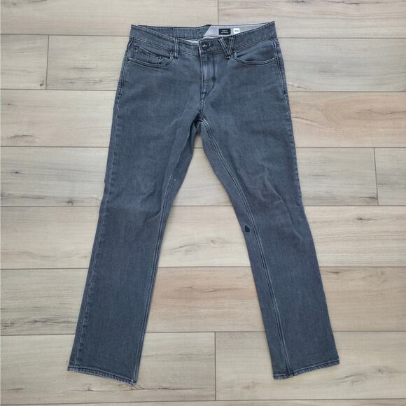 Volcom Vorta Slim Straight Gray Black Jeans Men Sz 34 x 32 - Picture 1 of 8